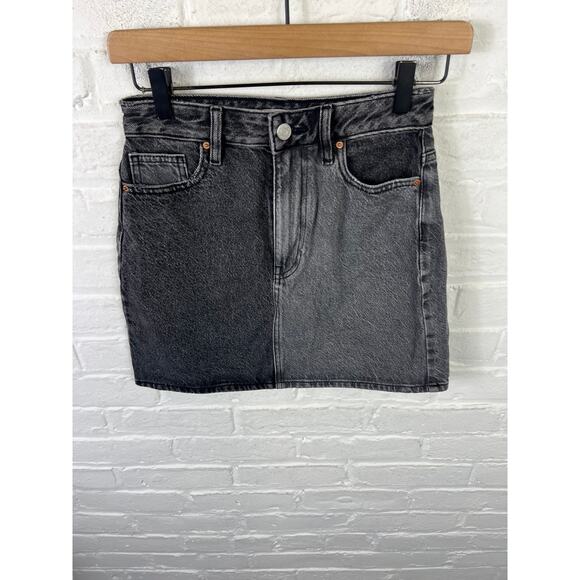 Pacsun Women's Two Tone Denim Mini Skirt Regular Fit Black/Gray Size 25 - Picture 5 of 9